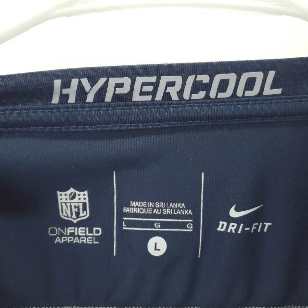 Nike Dallas Cowboys Shirt Mens Large Blue Dri-Fit Hypercool Stretch Crew Neck